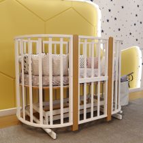 кроватка овальная белый дуб