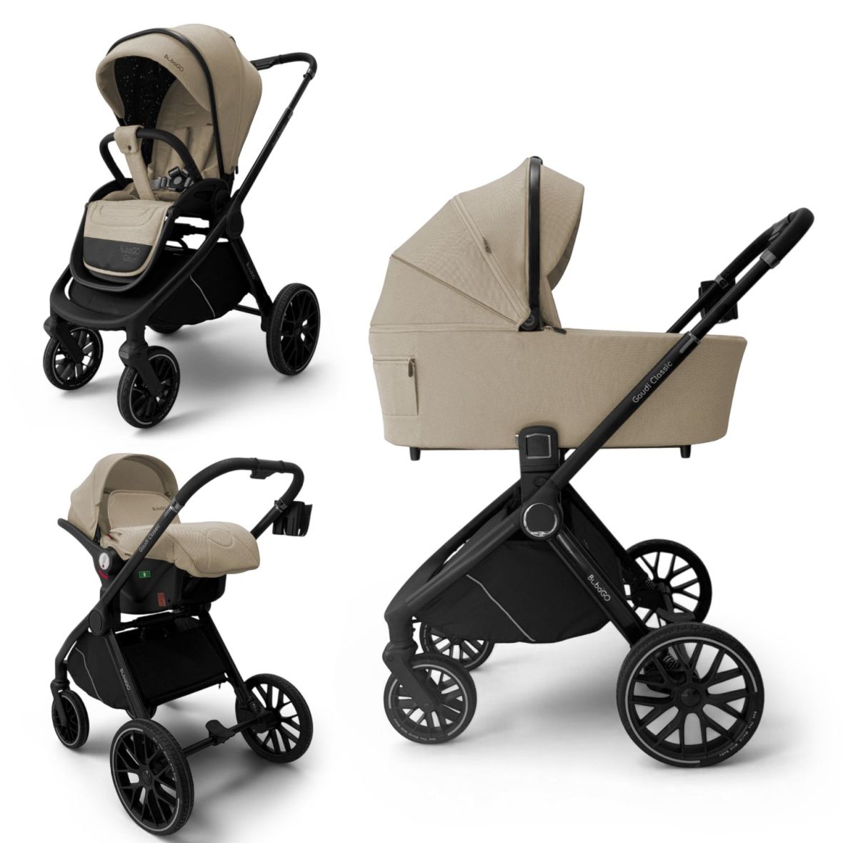 Модульная коляска BubaGO Gaudi Classic 3 в 1 (бежевый)