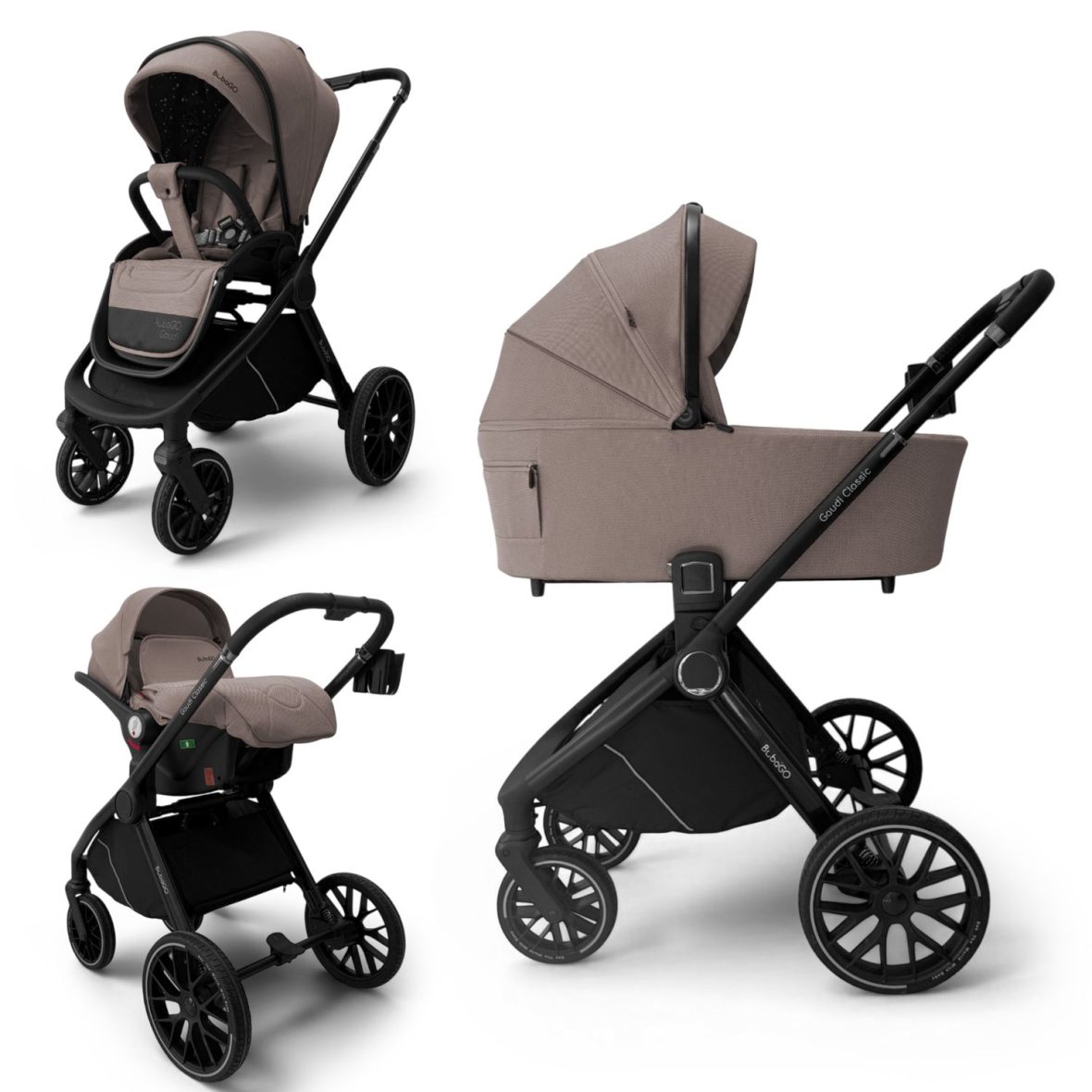 Модульная коляска BubaGO Gaudi Classic 3 в 1 (теплый бежевый)