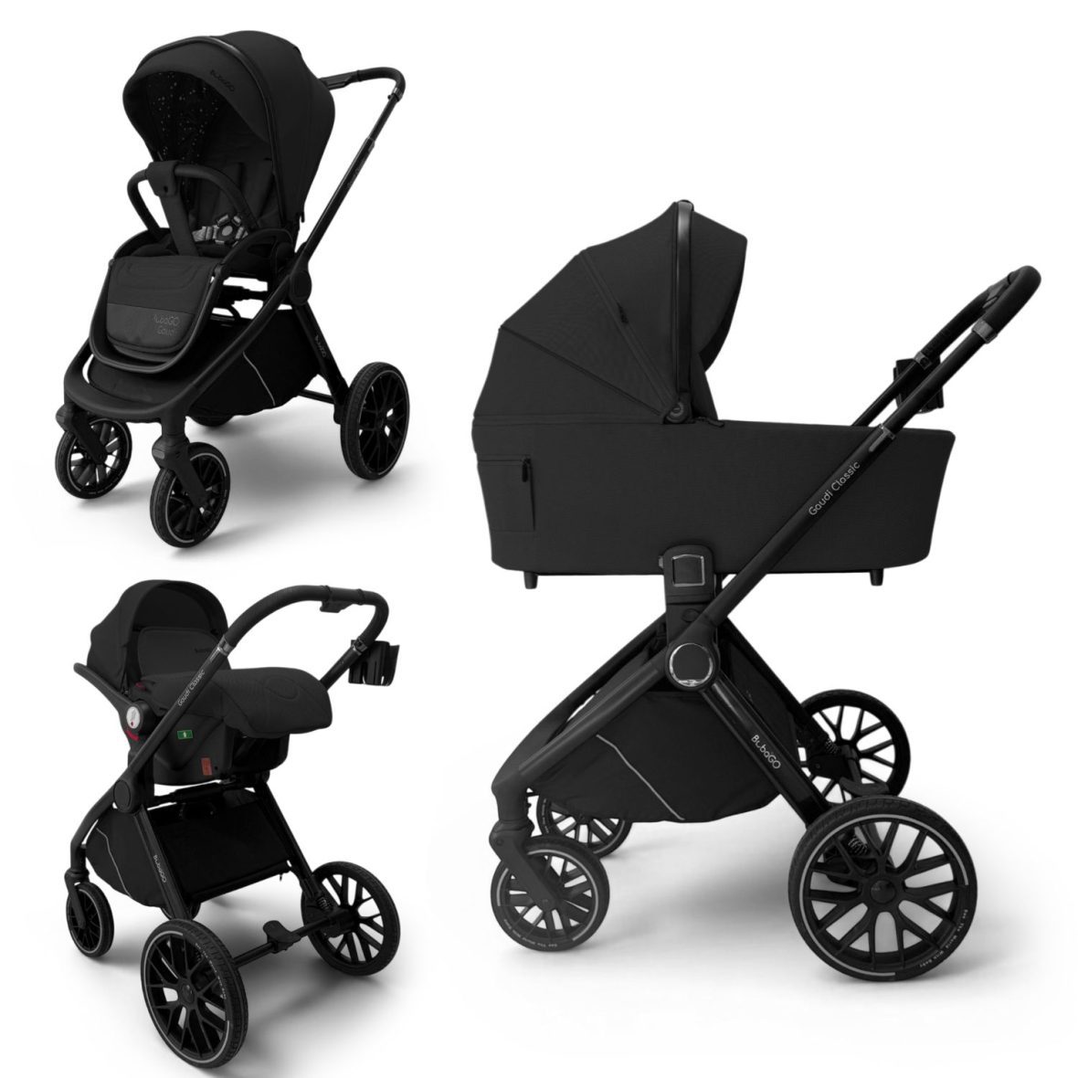 Модульная коляска BubaGO Gaudi Classic 3 в 1 (черный)